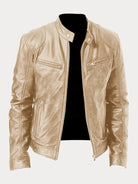 Leather Jacket | Zip-Up | Regular Fit | Biker Jacket | Men's Leather Jacket -Men’s Leather Jacket-Chaps of London-Gold-S-Chaps of London
