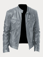 Leather Jacket | Zip-Up | Regular Fit | Biker Jacket | Men's Leather Jacket -Men’s Leather Jacket-Chaps of London-Grey-S-Chaps of London