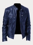 Leather Jacket | Zip-Up | Regular Fit | Biker Jacket | Men's Leather Jacket -Men’s Leather Jacket-Chaps of London-Navy Blue-S-Chaps of London