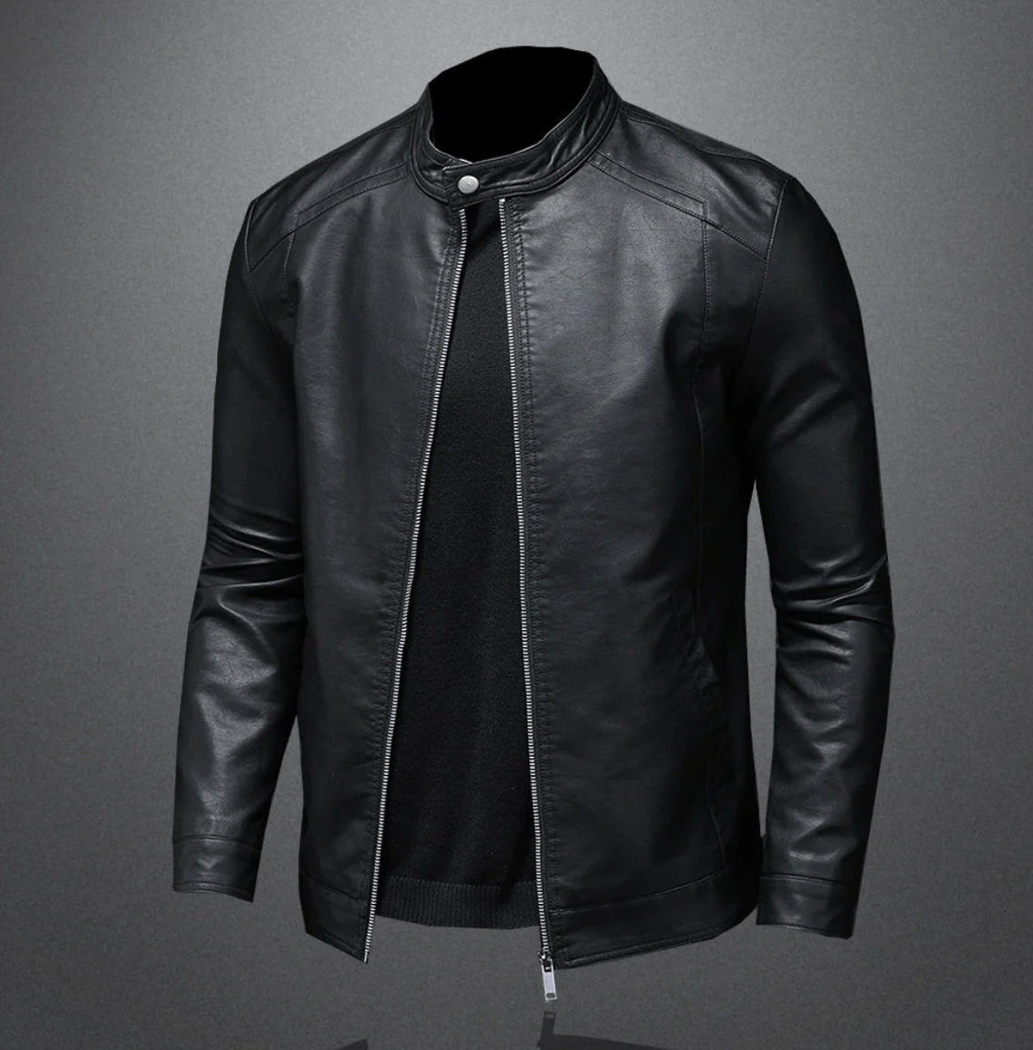 Leather Jacket - Zip-Up - Slim Fit - Biker Jacket - Men's Leather Jacket-Chaps of London-Chaps of London