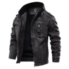 Leather Jacket - Zipper - High Collar - Black Leather Jacket - Men's Jacket-Jackets-Chaps of London-XS-Chaps of London