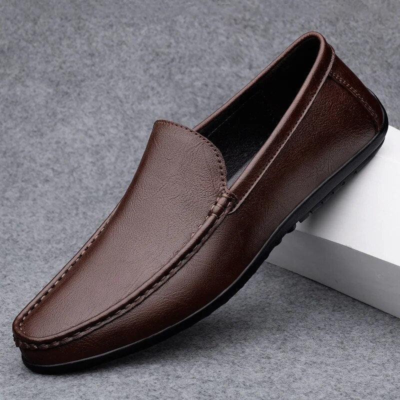 Leather Loafers - Slip-On - Comfortable - Moccasin - Men's Shoes-Chaps of London-Brown-38-Chaps of London