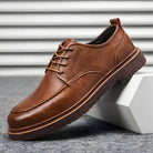 Leather Shoes - Men's Black Brown Lace-Up Chunky Oxford Shoes-Shoes-Chaps of London-Brown-39-Chaps of London