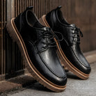 Leather Shoes - Men's Black Brown Lace-Up Chunky Oxford Shoes-Shoes-Chaps of London-Chaps of London