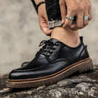 Leather Shoes - Men's Black Brown Lace-Up Chunky Oxford Shoes-Shoes-Chaps of London-Chaps of London