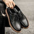 Leather Shoes - Men's Black Brown Lace-Up Chunky Oxford Shoes-Shoes-Chaps of London-Chaps of London