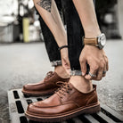 Leather Shoes - Men's Black Brown Lace-Up Chunky Oxford Shoes-Shoes-Chaps of London-Chaps of London