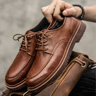 Leather Shoes - Men's Black Brown Lace-Up Chunky Oxford Shoes-Shoes-Chaps of London-Chaps of London