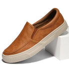 Leather Shoes - Men's Comfortable Rubber Sole Slip-On Shoes-Chaps of London-Brown-38-Chaps of London