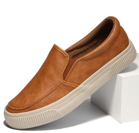 Leather Shoes - Men's Comfortable Rubber Sole Slip-On Shoes-Chaps of London-Brown-38-Chaps of London