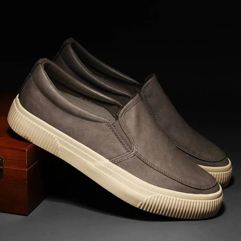 Leather Shoes - Men's Comfortable Rubber Sole Slip-On Shoes-Chaps of London-Chaps of London