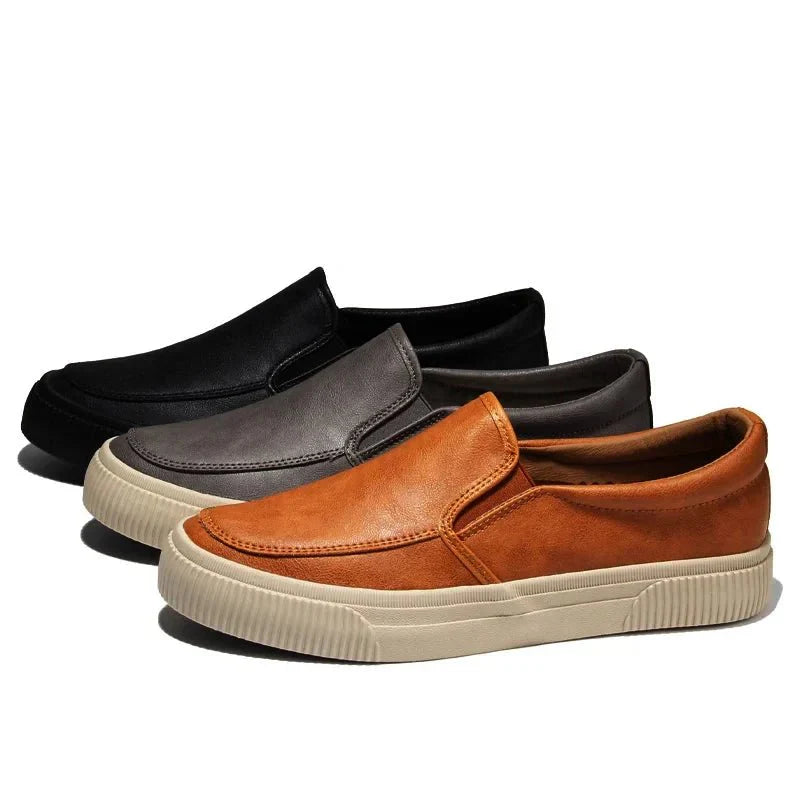 Leather Shoes - Men's Comfortable Rubber Sole Slip-On Shoes-Chaps of London-Chaps of London