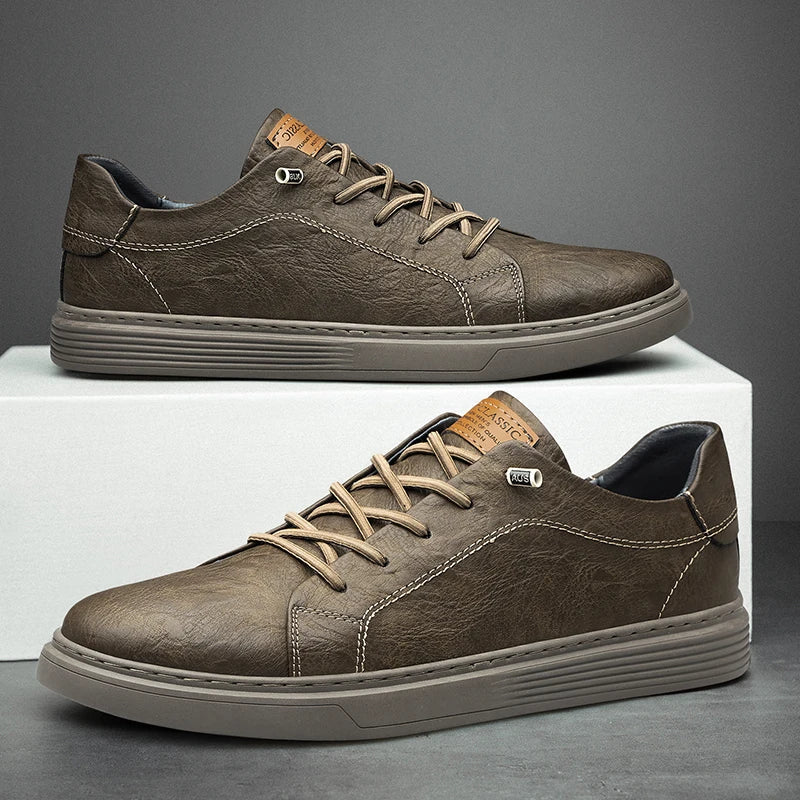 Leather Sneakers | Everyday | Walking | Slip-On Sneakers | Men's Shoes-Shoes-Chaps of London-Braun-36-Chaps of London