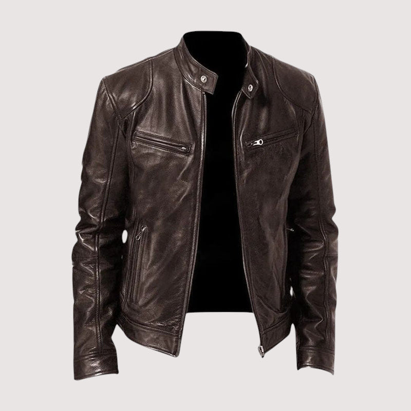 Leatherette Jacket - Regular Fit - Vegan Leather - Biker Jacket - Men's Leather Jacket-Men's Leather Jacket-Chaps of London-Dark Brown-S-Chaps of London