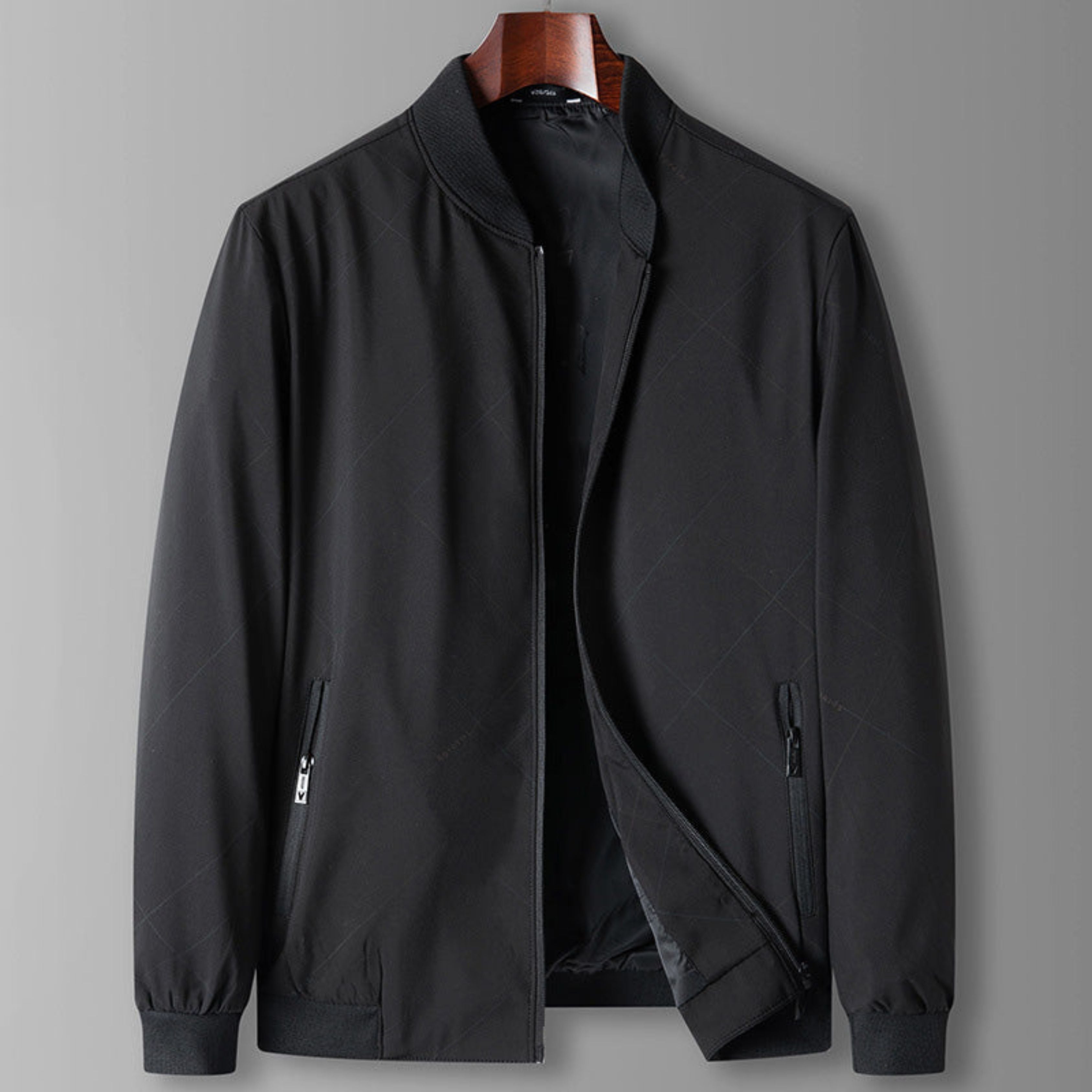 Lightweight Jacket - Men's Casual Zip-Up Windproof Jacket-Bomber Jacket-Chaps of London-Black-L-Chaps of London