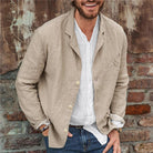 Linen Blazer - Casual - Single Breasted - Linen Jacket - Men's Blazer-Chaps of London-Khaki-S-Chaps of London
