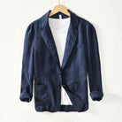 Linen Blazer - Men's Casual Lightweight Single Breasted Blazer Jacket-Chaps of London-Navy Blue-M-Chaps of London