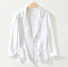 Linen Blazer - Men's Casual Lightweight Single Breasted Blazer Jacket-Chaps of London-White-M-Chaps of London