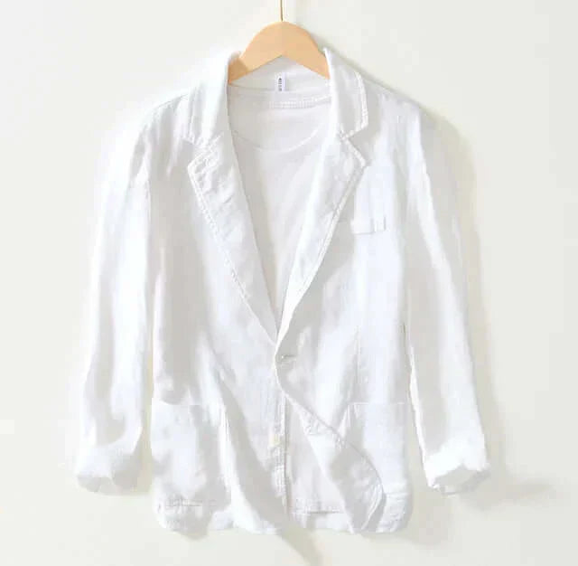Linen Blazer - Men's Casual Lightweight Single Breasted Blazer Jacket-Chaps of London-White-M-Chaps of London