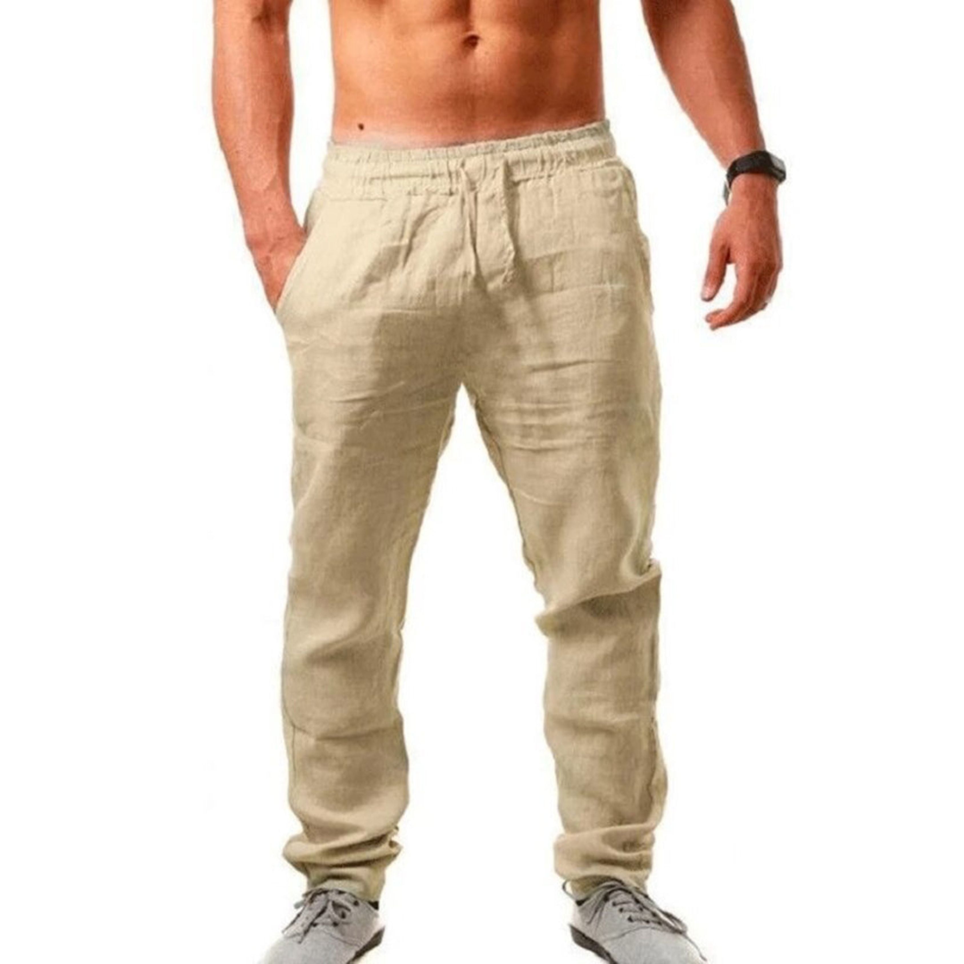 Linen Pants | Drawstring | Breathable | Elastic Waist Pants | Mens Summer Trousers-Trouser-Chaps of London-Dark Khaki-S-Chaps of London