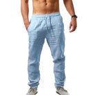 Linen Pants | Drawstring | Breathable | Elastic Waist Pants | Mens Summer Trousers-Trouser-Chaps of London-Sky Blue-S-Chaps of London