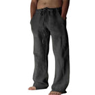 Linen Pants - Loose Fit - Drawstring - Summer Pants - Men's Trousers-Chaps of London-Black-4XL-Chaps of London