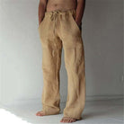 Linen Pants - Loose Fit - Drawstring - Summer Pants - Men's Trousers-Chaps of London-Khaki-S-Chaps of London