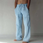 Linen Pants - Loose Fit - Drawstring - Summer Pants - Men's Trousers-Chaps of London-Light Blue-S-Chaps of London