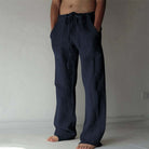 Linen Pants - Loose Fit - Drawstring - Summer Pants - Men's Trousers-Chaps of London-Marine Blue-S-Chaps of London
