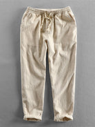 Linen Pants - Men's Casual Elastic Waist Loose Fit Pants -Pants-Chaps of London-Beige-S-Chaps of London