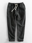Linen Pants - Men's Casual Elastic Waist Loose Fit Pants -Pants-Chaps of London-Black-S-Chaps of London