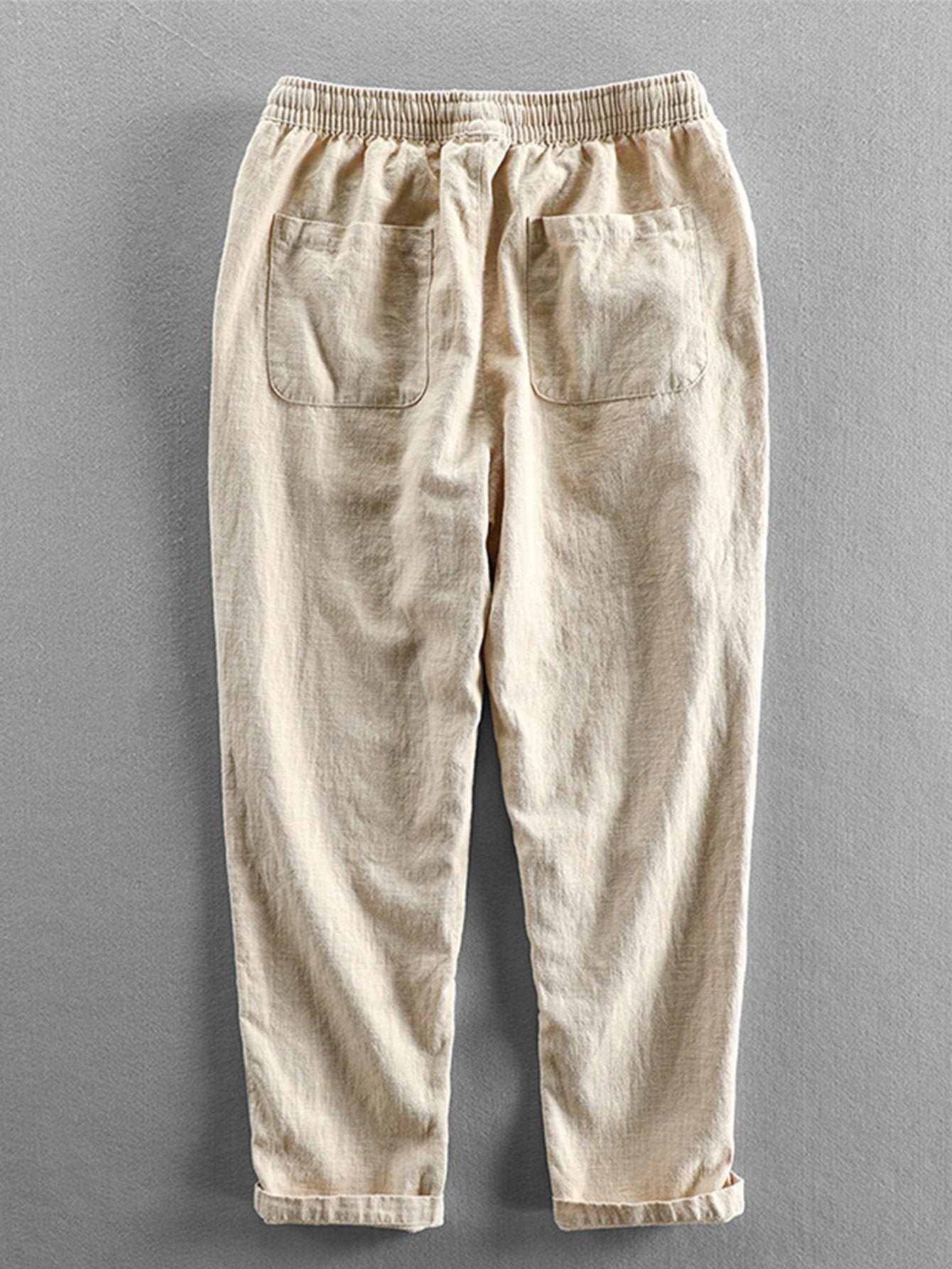 Linen Pants - Men's Casual Elastic Waist Loose Fit Pants -Pants-Chaps of London-Chaps of London
