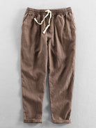 Linen Pants - Men's Casual Elastic Waist Loose Fit Pants -Pants-Chaps of London-Coffee-S-Chaps of London
