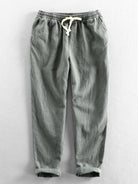 Linen Pants - Men's Casual Elastic Waist Loose Fit Pants -Pants-Chaps of London-Dark Green-S-Chaps of London