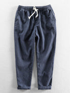 Linen Pants - Men's Casual Elastic Waist Loose Fit Pants -Pants-Chaps of London-Navy Blue-S-Chaps of London
