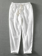 Linen Pants - Men's Casual Elastic Waist Loose Fit Pants -Pants-Chaps of London-White-S-Chaps of London