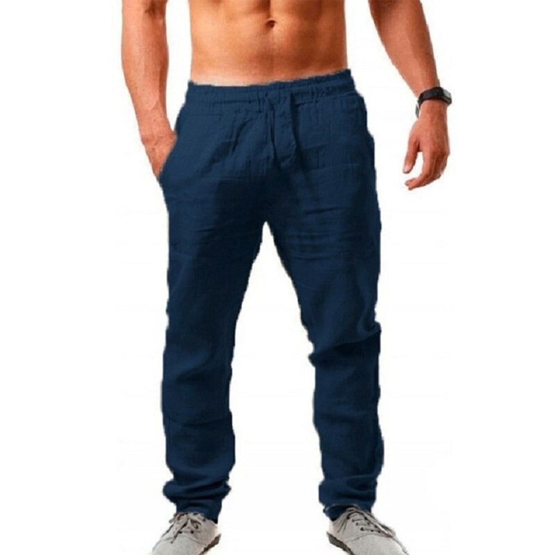 Linen Pants - Men's Elastic Waist Loose Fit Summer Pants-Fashion Men Pants Joggers All-year-Chaps of London-Navy Blue-S-Chaps of London
