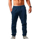 Linen Pants - Men's Elastic Waist Loose Fit Summer Pants-Fashion Men Pants Joggers All-year-Chaps of London-Navy Blue-S-Chaps of London