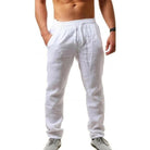 Linen Pants - Men's Elastic Waist Loose Fit Summer Pants-Fashion Men Pants Joggers All-year-Chaps of London-White-S-Chaps of London