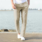 Linen Pants - Men's Lightweight Straight Leg Pants for Summer-Pants-Chaps of London-Light Khaki-S-Chaps of London