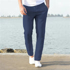 Linen Pants - Men's Lightweight Straight Leg Pants for Summer-Pants-Chaps of London-Navy Blue-S-Chaps of London