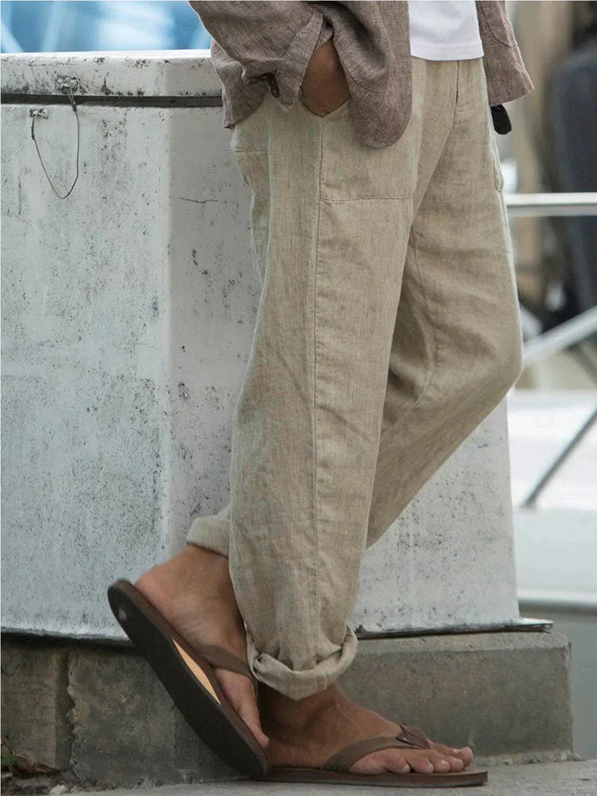 Linen Pants - Men's Lightweight Straight Leg Summer Pants-Pantalon-Chaps of London-Chaps of London