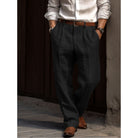 Linen Pants - Relaxed Fit - Summer - Pleated Trousers - Men's Trousers-Trousers-Chaps of London-Black-S-Chaps of London