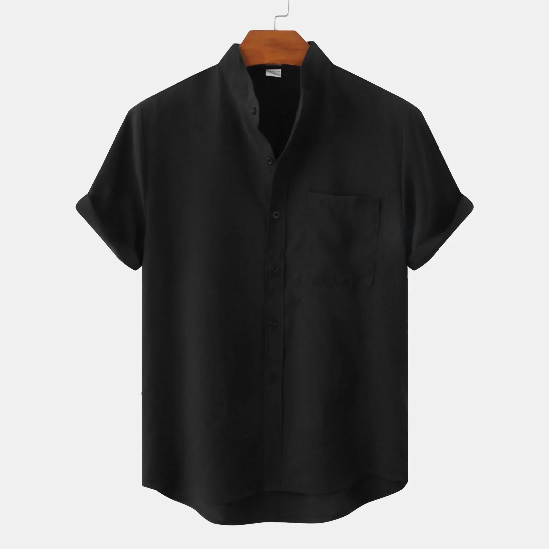 Linen Shirt| Button-Up | Cotton | Short Sleeve Shirt | Men's Clothing-Chaps of London-Black-S-Chaps of London