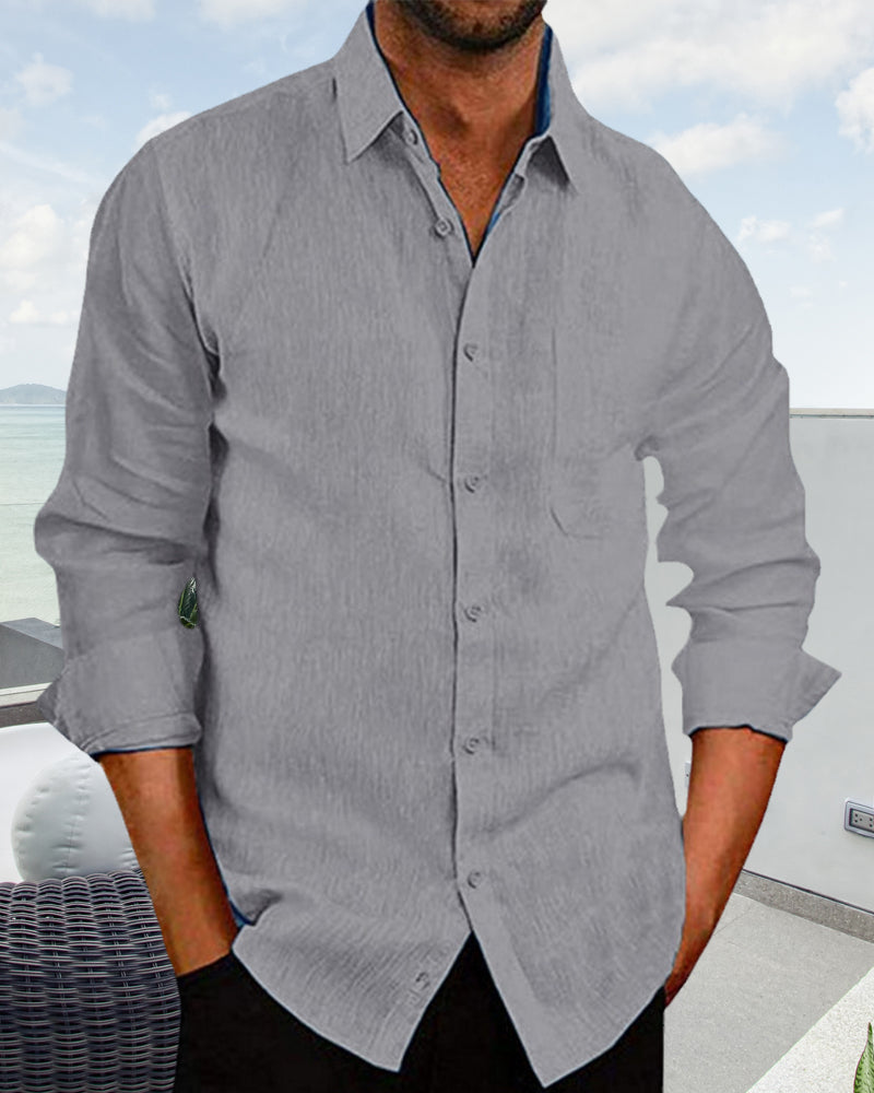 Linen Shirt | Button-Up | Lightweight | Long Sleeve Shirt | Men's Shirt-Chaps of London-Chaps of London