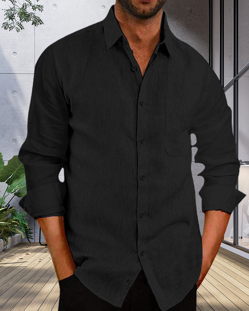 Linen Shirt | Button-Up | Lightweight | Long Sleeve Shirt | Men's Shirt-Chaps of London-Chaps of London