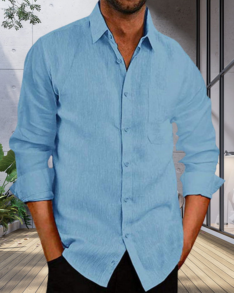 Linen Shirt | Button-Up | Lightweight | Long Sleeve Shirt | Men's Shirt-Chaps of London-Chaps of London