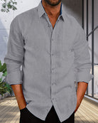 Linen Shirt | Button-Up | Lightweight | Long Sleeve Shirt | Men's Shirt-Chaps of London-Chaps of London