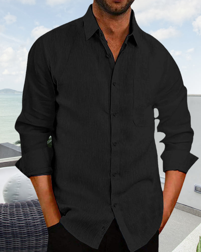Linen Shirt | Button-Up | Lightweight | Long Sleeve Shirt | Men's Shirt-Chaps of London-Chaps of London