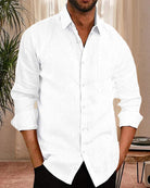 Linen Shirt | Button-Up | Lightweight | Long Sleeve Shirt | Men's Shirt-Chaps of London-White-XS-Chaps of London
